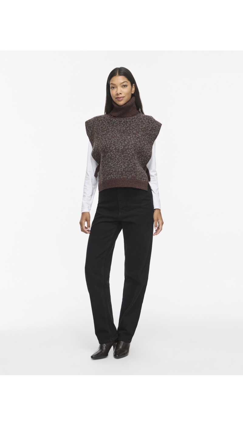 Poncho Léopard Coffee Bean VILEOLINE VILA - 1 | TOP